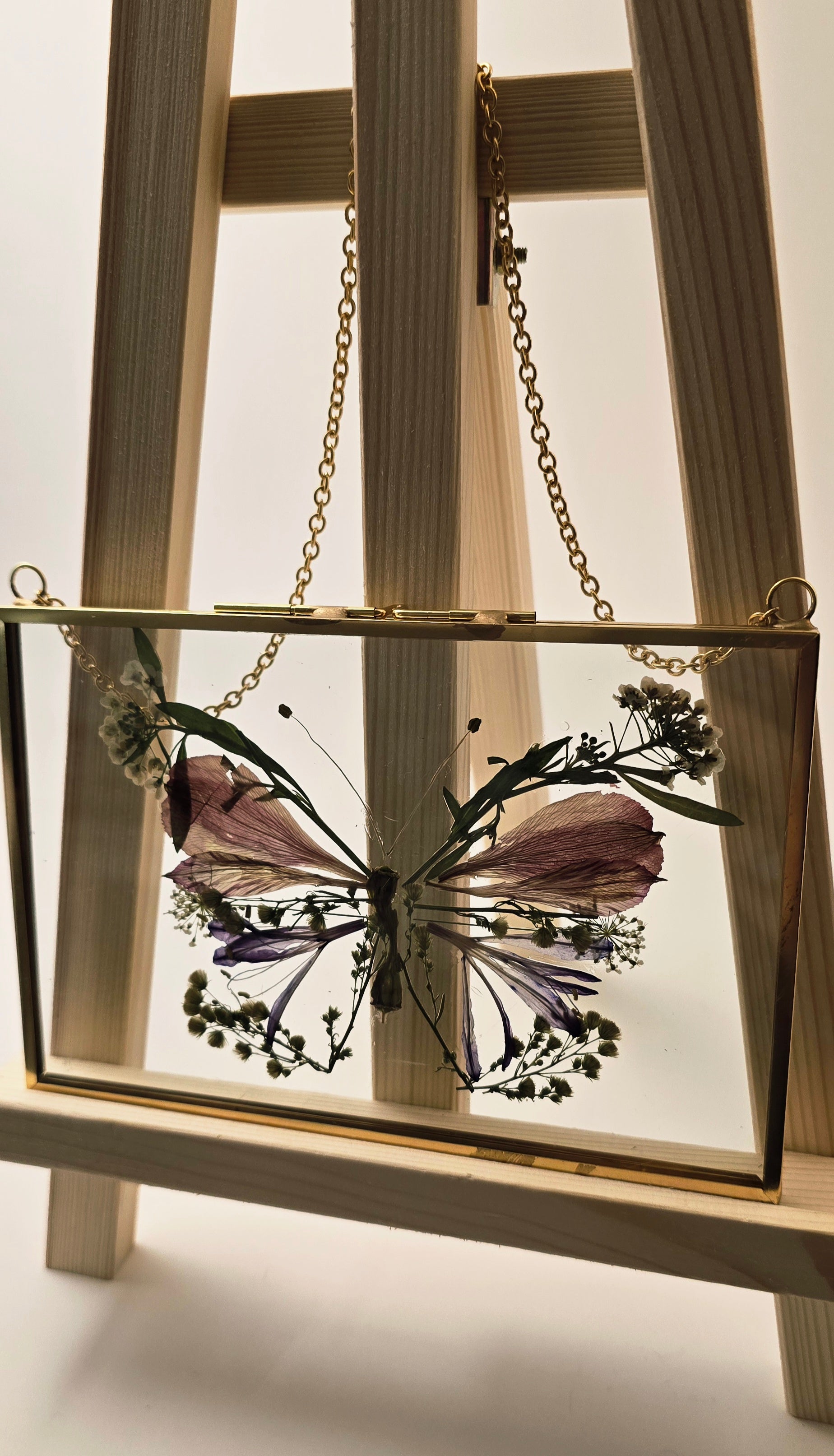 Pressed Flower Butterfly | 4 x 6 Framed Botanical Art in Gold