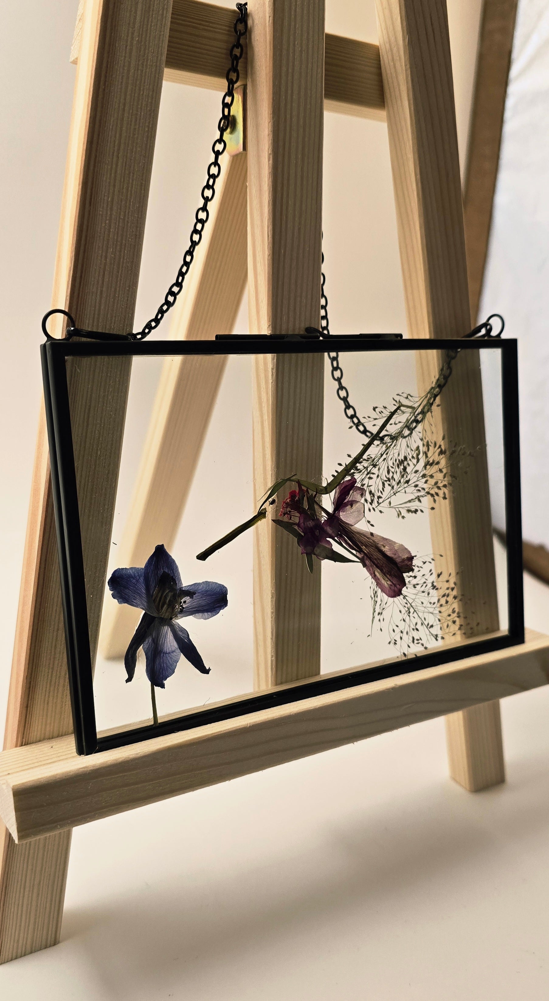 Pressed Flower Hummingbird | 4 x 6 Frame Botanical Art In Black