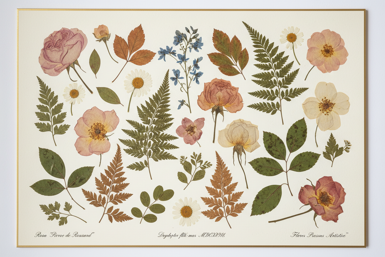 Elegant pressed flowers